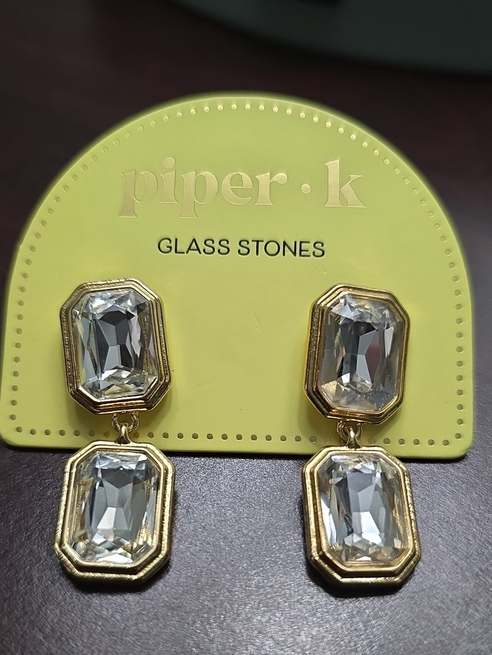 Piper Gold-Tone Double Drop Earrings with Clear Stones
